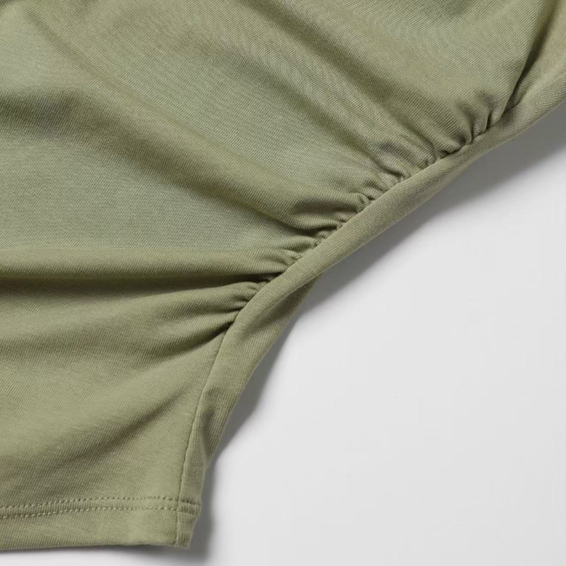 Dámske krátke tričko s vložkou na prsia, okrúhly výstrih, viskóza s elastanom, 3D vzor, ľahký letný top v mestskom štýle