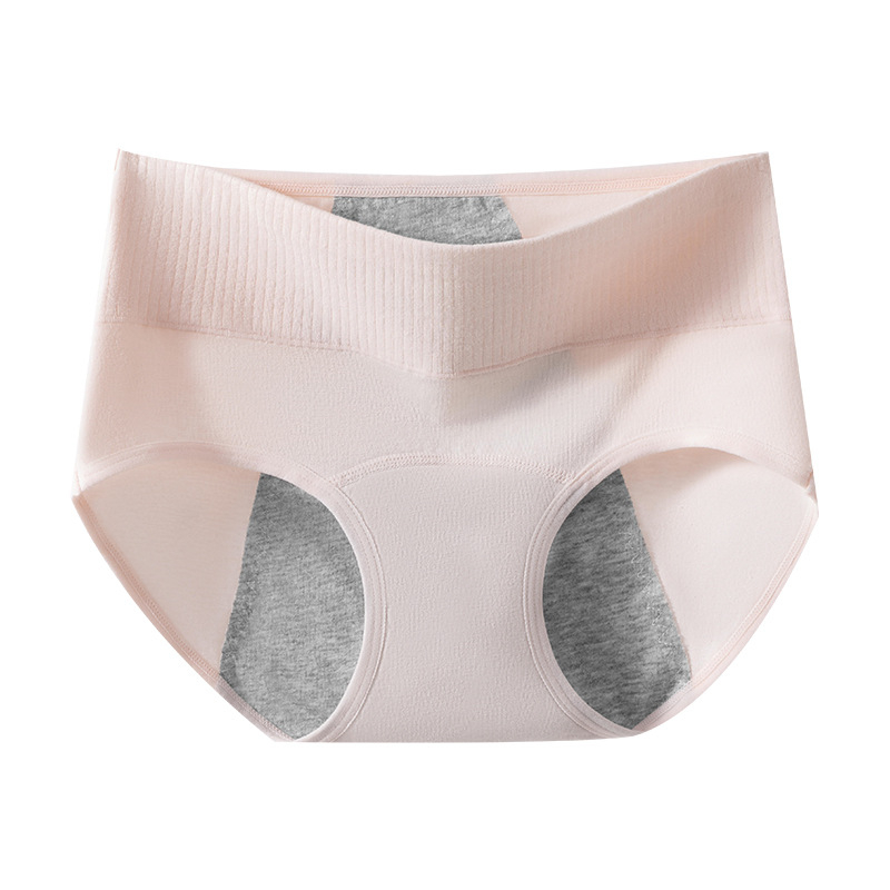 Dámske menštruačné nohavičky s antibakteriálnou ochranou a 3‑vrstvovou ochranou proti úniku, vysoký pás; hlavný materiál 95% bavlna, podšívka rozkroku 100% bavlna