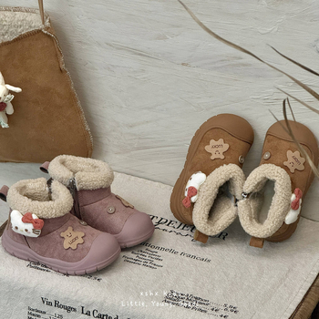 Detské členkové topánky – vrchný materiál z baránieho veluru Ultra-Fiber, gumová podrážka, zima, športový štýl