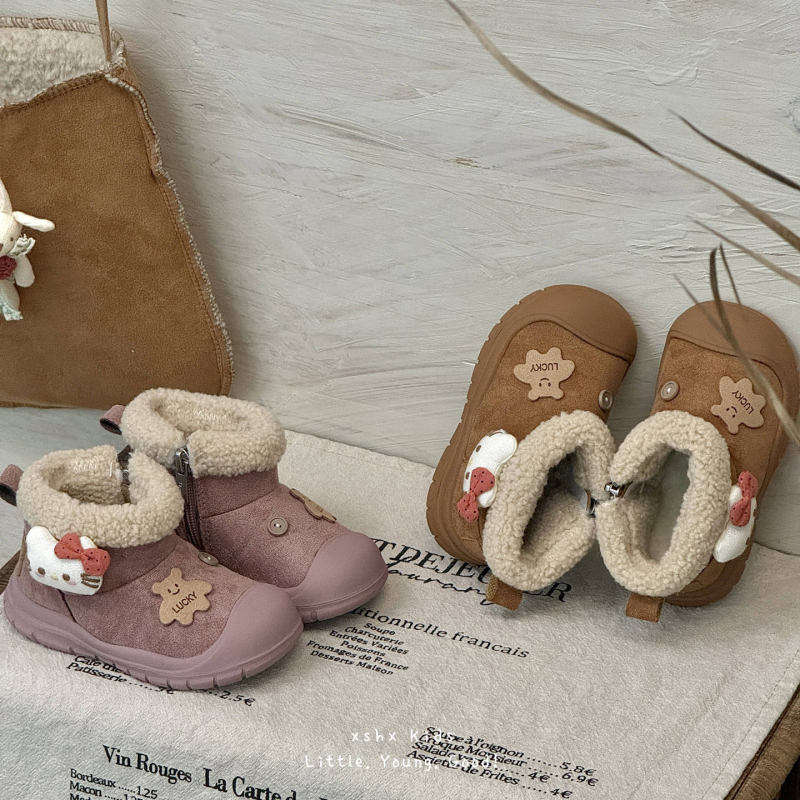 Detské členkové topánky – vrchný materiál z baránieho veluru Ultra-Fiber, gumová podrážka, zima, športový štýl