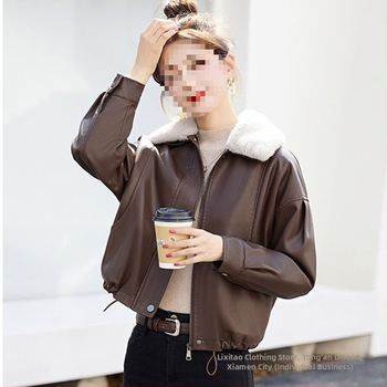 Ženská faux kožená bunda, normálna dĺžka 50–65 cm, golier polo, bez rukávov, zmes Spandexu