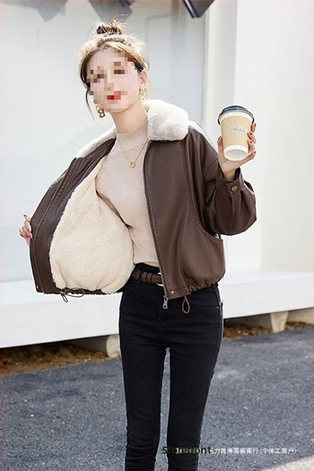 Ženská faux kožená bunda, normálna dĺžka 50–65 cm, golier polo, bez rukávov, zmes Spandexu