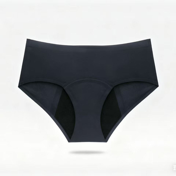 Fyziologické nohavičky pre ženy – proti úniku, štvordielny dizajn; hlavná tkanina Nylon/Polyamid 78%; vnútorný panel chrbta: Polyester 80%; stredný pás; pletený materiál