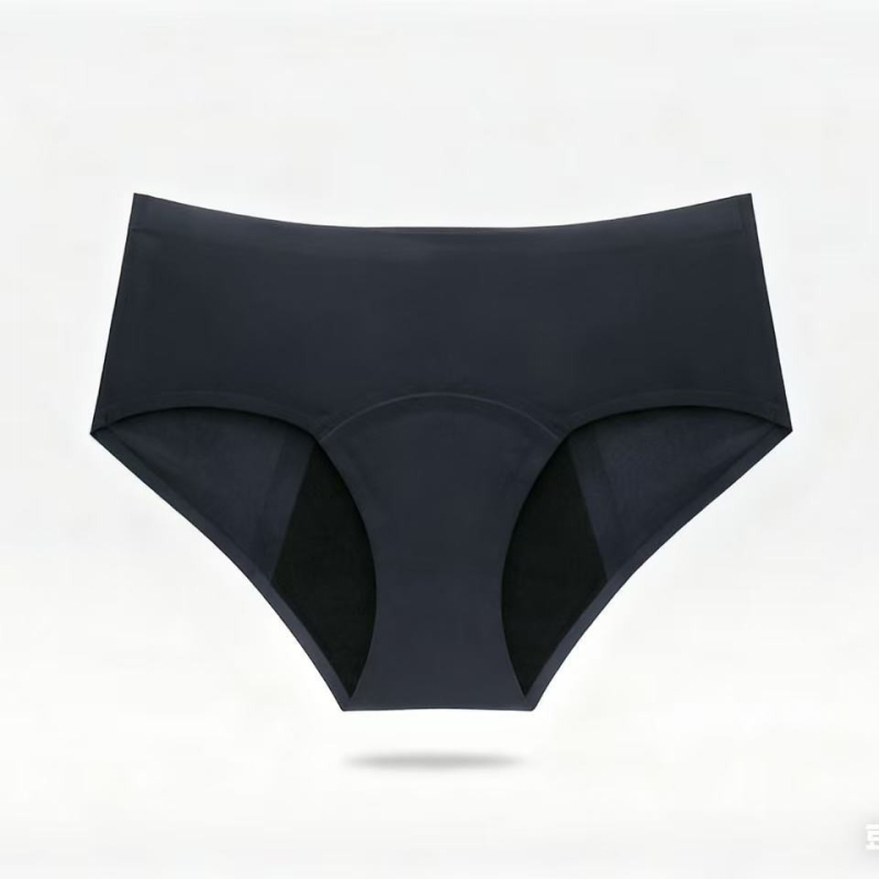 Fyziologické nohavičky pre ženy – proti úniku, štvordielny dizajn; hlavná tkanina Nylon/Polyamid 78%; vnútorný panel chrbta: Polyester 80%; stredný pás; pletený materiál