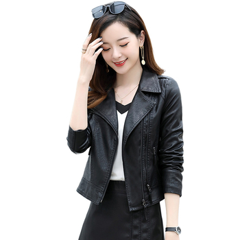 Dámska kožená bunda z pravej ovčej kože, úzky strih, biker štýl, zips predný, golier typu saka, dlhé rukávy, normálna dĺžka 50–65 cm, jar 2024