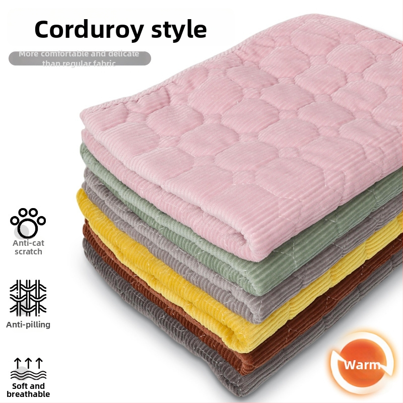 Corduroy psia podložka pre všetky ročné obdobia, hrubšia, proti škrabaniu, prateľná, odolná voči opotrebeniu, protišmyková spacie podložka pre domáce zvieratá