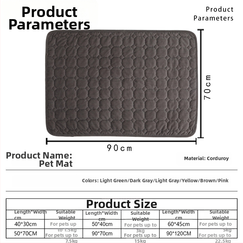 Corduroy psia podložka pre všetky ročné obdobia, hrubšia, proti škrabaniu, prateľná, odolná voči opotrebeniu, protišmyková spacie podložka pre domáce zvieratá