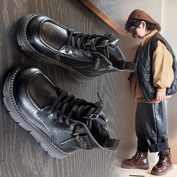 Detské zimné topánky v britskom štýle, umelá koža, fleecová podšívka, bočný zips, gumová podrážka