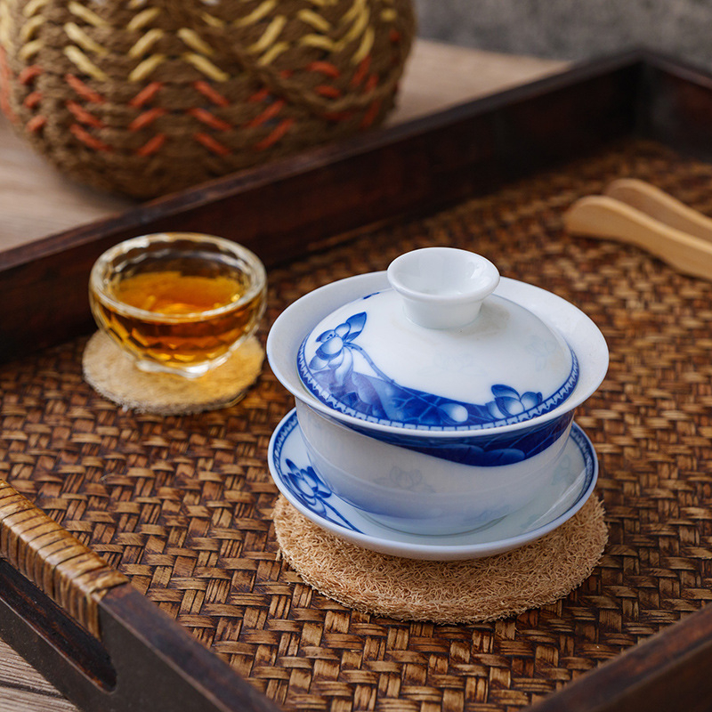 Podložka na čajník z lufy — kruhová, biologicky odbúrateľná, štýl Nový čínsky štýl, vydanie 2024 (Kruhová; Biologicky odbúrateľná; Štýl: Nový čínsky štýl; Vydanie: 2024)