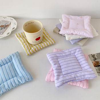 Podložka pod pohár – HISOCUTE, polyester + bavlna, štvorcový tvar, pruhovaný / jednofarebný vzor, Kód ZHD01