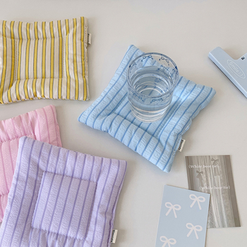 Podložka pod pohár – HISOCUTE, polyester + bavlna, štvorcový tvar, pruhovaný / jednofarebný vzor, Kód ZHD01