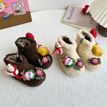 Detské snehové topánky, vršok z kože a kožušiny, nízky golier, bočný zips, teplé a protišmykové