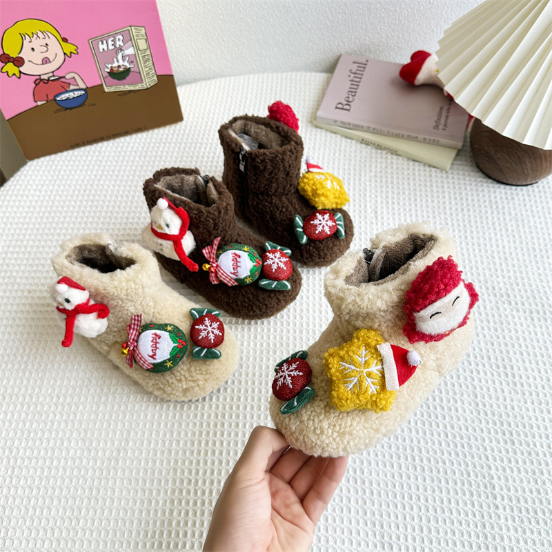 Detské snehové topánky, vršok z kože a kožušiny, nízky golier, bočný zips, teplé a protišmykové