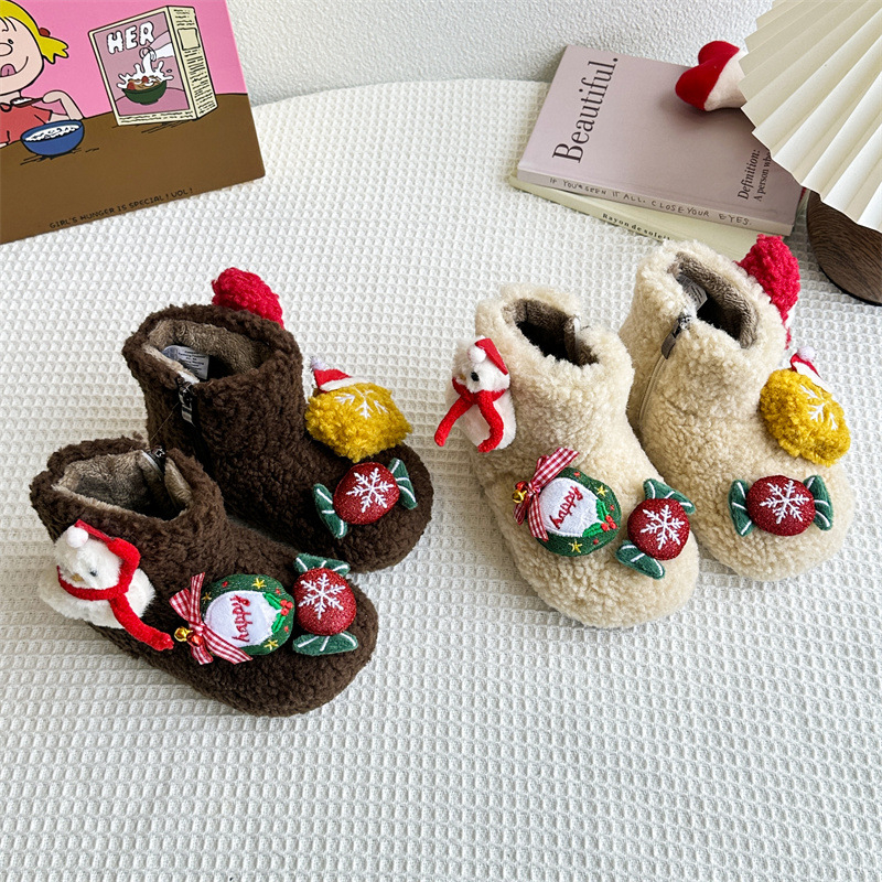 Detské snehové topánky, vršok z kože a kožušiny, nízky golier, bočný zips, teplé a protišmykové