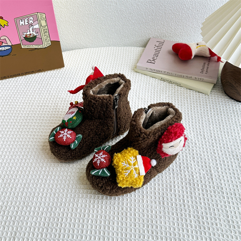 Detské snehové topánky, vršok z kože a kožušiny, nízky golier, bočný zips, teplé a protišmykové