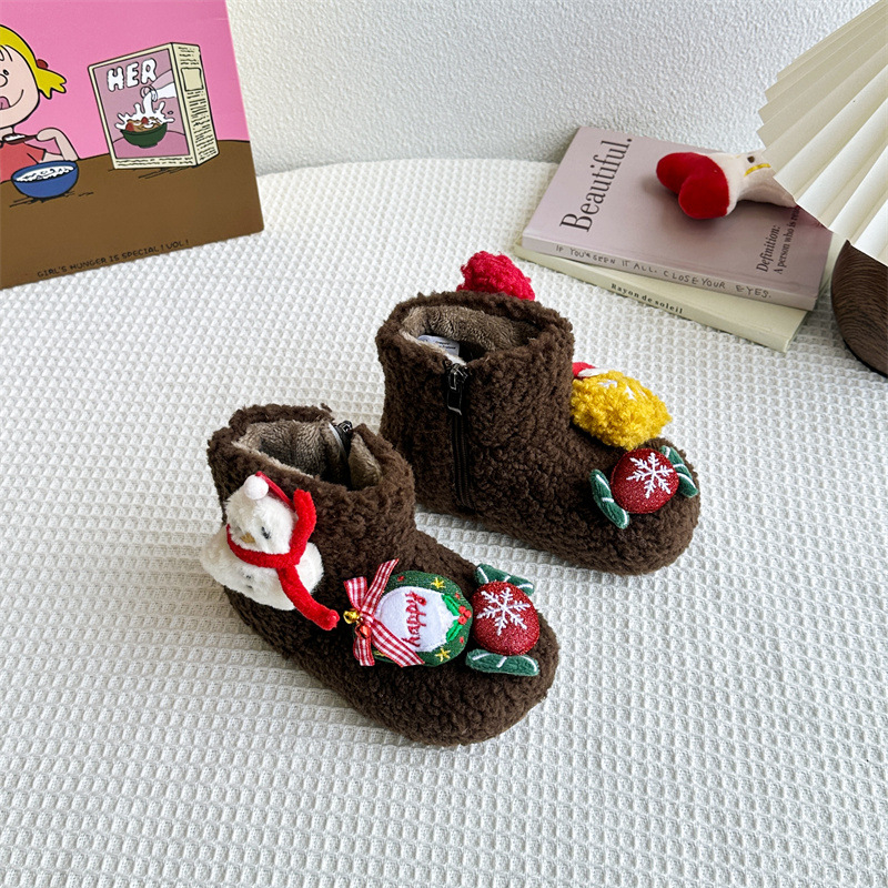 Detské snehové topánky, vršok z kože a kožušiny, nízky golier, bočný zips, teplé a protišmykové