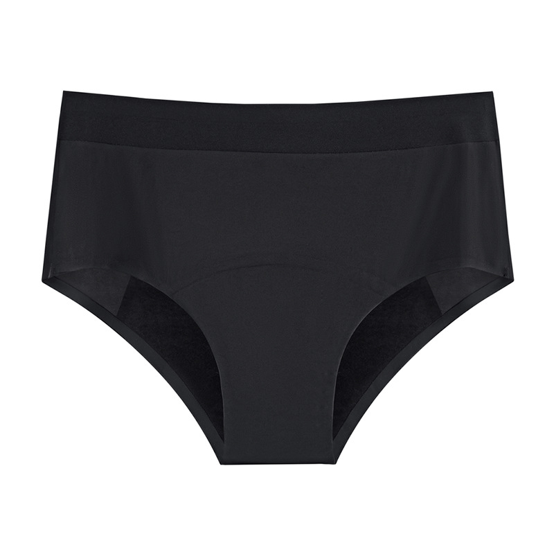 Lenjerie menstruală cu talie medie, material Ice Silk, protecție împotriva scurgerilor, țesătură plată, principal: nylon 80–90%, căptușeală în zona intimă din bumbac 95–100%.