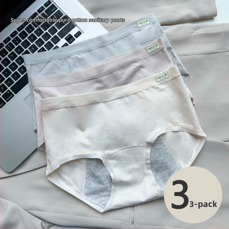 Menštruačné nohavičky s ochranou proti úniku a bočnému presakovaniu, priedušný bavlnený materiál (vonkajší 95% bavlna, vnútorná vrstva 100% bavlna)