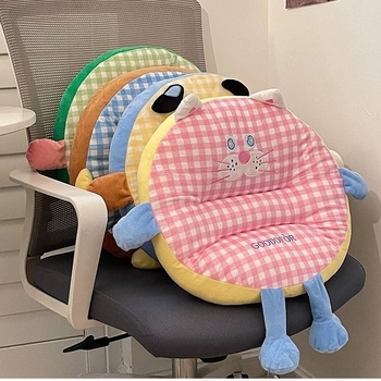 Okrugli plišani jastuk za ured i dom – PP pamuk punjenje; uzorci: pruge, geometrijski, slatke životinje