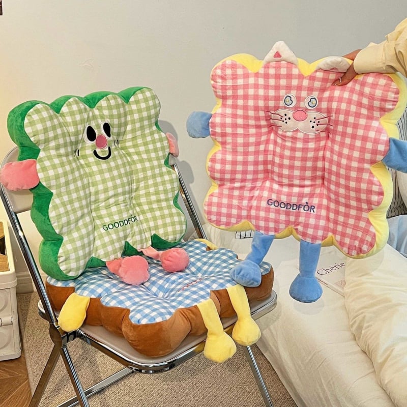 Okrugli plišani jastuk za ured i dom – PP pamuk punjenje; uzorci: pruge, geometrijski, slatke životinje