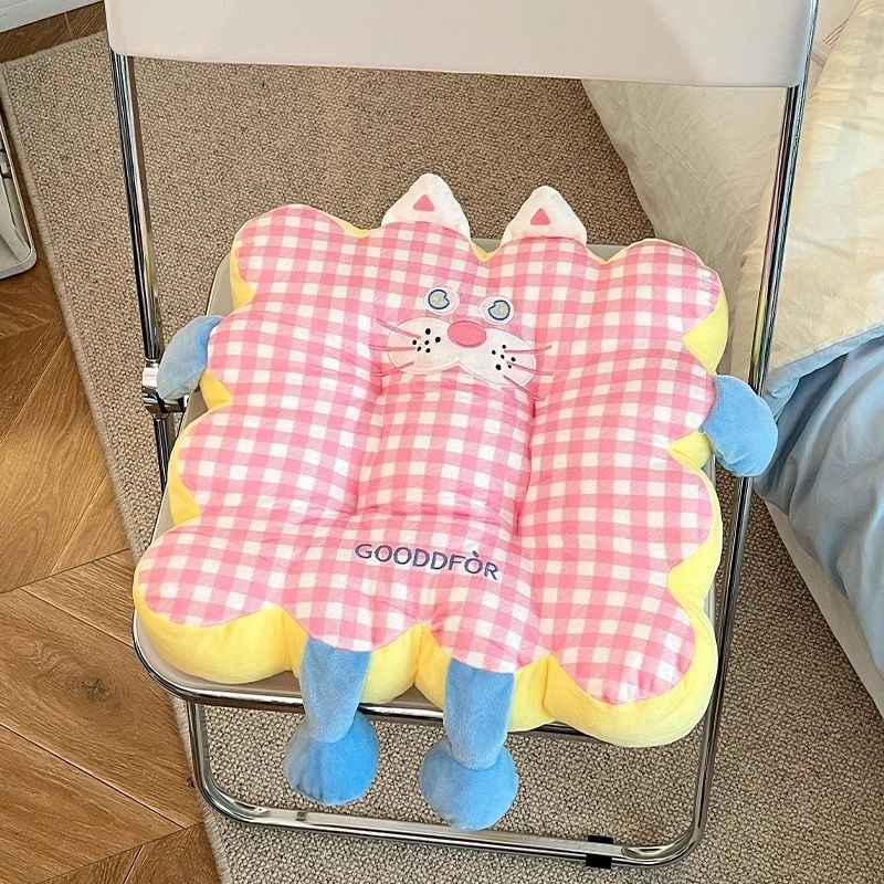 Okrugli plišani jastuk za ured i dom – PP pamuk punjenje; uzorci: pruge, geometrijski, slatke životinje