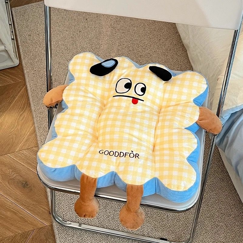 Okrugli plišani jastuk za ured i dom – PP pamuk punjenje; uzorci: pruge, geometrijski, slatke životinje