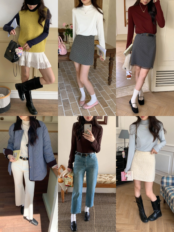 Tričko – Polovysoký golier, Dlhé rukávy, Patchwork, Viskóza, Jednobarevné