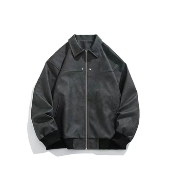 Dámska kožená bunda z umelej kože s polo golierom, zips, voľný strih, jeseň 2025