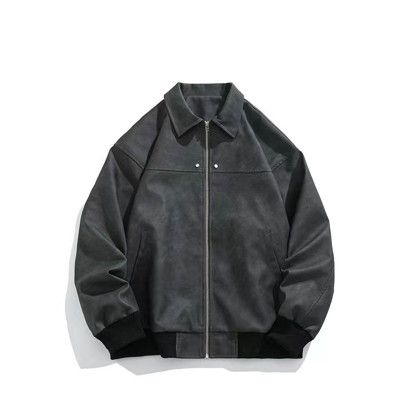 Dámska kožená bunda z umelej kože s polo golierom, zips, voľný strih, jeseň 2025