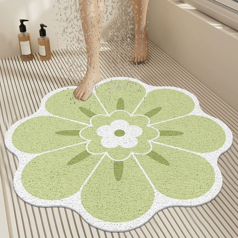 Plastová štvorcová rohož do kúpeľne s rastlinným kvetinovým vzorom, prateľná (Materiál: plast; Tvar: štvorcový; Vzor: rastlinný kvetinový; Čistenie: prateľné; Priestor: kúpeľňa)