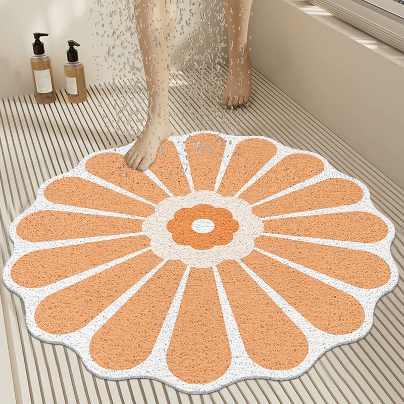 Plastová štvorcová rohož do kúpeľne s rastlinným kvetinovým vzorom, prateľná (Materiál: plast; Tvar: štvorcový; Vzor: rastlinný kvetinový; Čistenie: prateľné; Priestor: kúpeľňa)