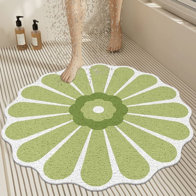 Plastová štvorcová rohož do kúpeľne s rastlinným kvetinovým vzorom, prateľná (Materiál: plast; Tvar: štvorcový; Vzor: rastlinný kvetinový; Čistenie: prateľné; Priestor: kúpeľňa)