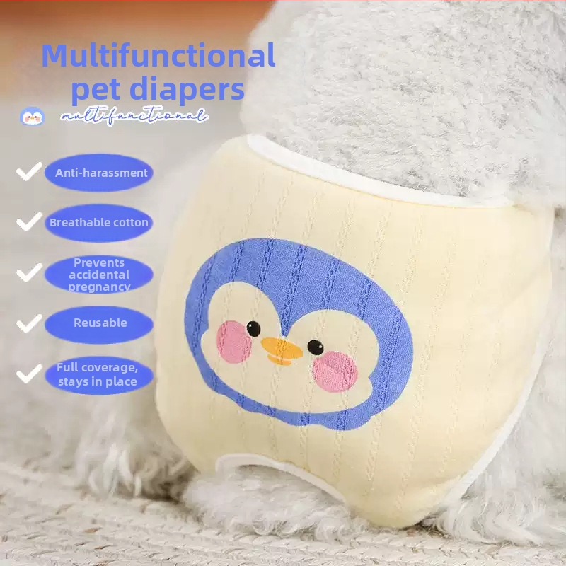 Nohavice pre psy počas obdobia – polyester, kreslený štýl, vyrobené v Číne, nie sú dovážané