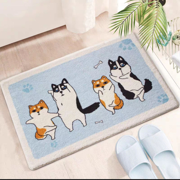 Dverový koberec do kúpeľne a spálne, s motívom kresleného seriálu, z vlákna vlna/kashmír, prateľný v práčke, moderný minimalistický štýl