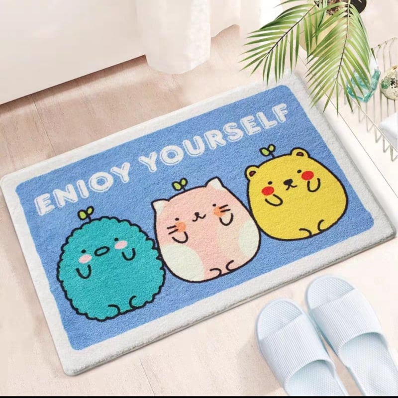 Dverový koberec do kúpeľne a spálne, s motívom kresleného seriálu, z vlákna vlna/kashmír, prateľný v práčke, moderný minimalistický štýl