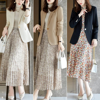 Dámske sako na kostým, polyester, voľný strih, dĺžka 50–65 cm, golier na sako, dlhé rukávy, zapínanie na jeden gombík, jar 2025