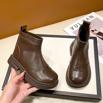 Detské Martin topánky z mikrovlákovej kože, nepremokavé, ľahké, protišmyková gumová podrážka, zadný zips, nízky holenný strih, korejský štýl