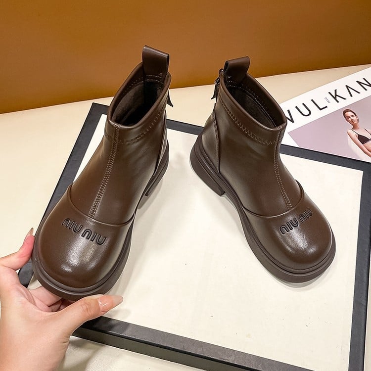 Detské Martin topánky z mikrovlákovej kože, nepremokavé, ľahké, protišmyková gumová podrážka, zadný zips, nízky holenný strih, korejský štýl