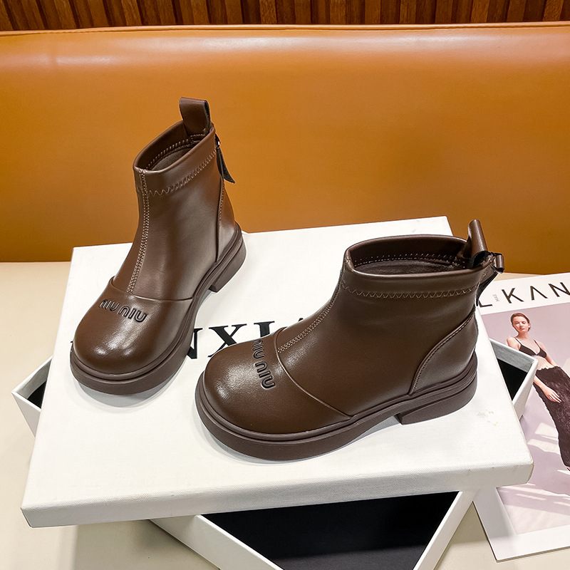 Detské Martin topánky z mikrovlákovej kože, nepremokavé, ľahké, protišmyková gumová podrážka, zadný zips, nízky holenný strih, korejský štýl