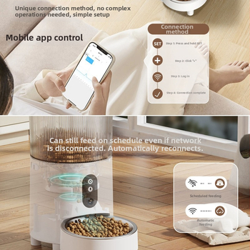 PT23 Inteligentný Wi‑Fi automatický kŕmič pre mačky a psy, ovládanie cez aplikáciu, diaľkové kŕmenie, 1,59 kg