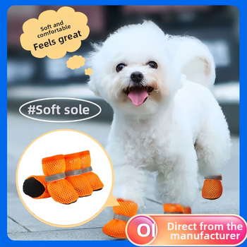 Textilné topánky pre domáce zvieratá — letné sieťové topánky pre mačky a psy, značka Aite Chong, mäkké podrážky, ktoré nevypadnú z nohy