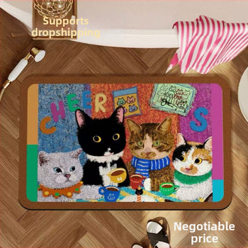 Kúpeľňová protišmyková rohož, oválny tvar, silicone algae mud, vstrebávajúca vodu, prateľná, s potlačou dizajnov (hviezdna obloha, abstrakt, kreslené, rastliny, zvieratá)