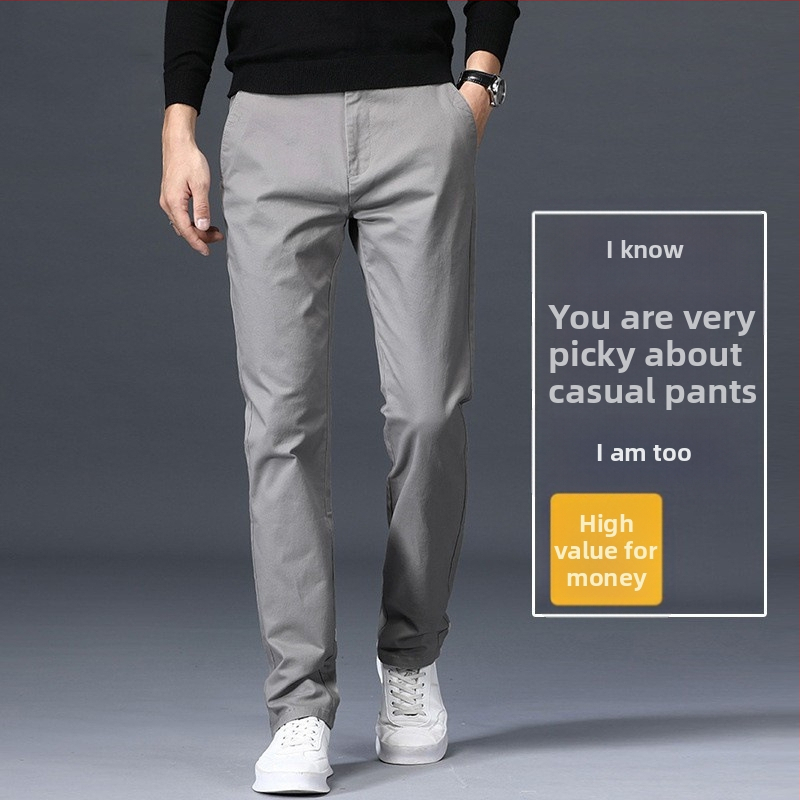 Pánske nohavice s rovným strihom, 97,8% bavlna, stredná výška pása, kórejský štýl, zips