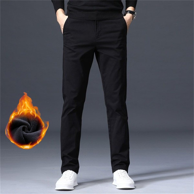 Pánske nohavice s rovným strihom, 97,8% bavlna, stredná výška pása, kórejský štýl, zips