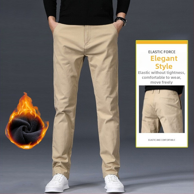 Pánske nohavice s rovným strihom, 97,8% bavlna, stredná výška pása, kórejský štýl, zips