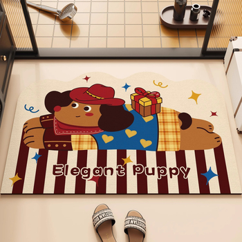 Kúpeľňový koberec s roztomilým dizajnom cartoon, Materiál: silikónové bahno s algami, Rýchloschnúci, Protišmykový, Nepravidelný tvar, Štýl: roztomilý