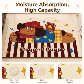 Kúpeľňový koberec s roztomilým dizajnom cartoon, Materiál: silikónové bahno s algami, Rýchloschnúci, Protišmykový, Nepravidelný tvar, Štýl: roztomilý