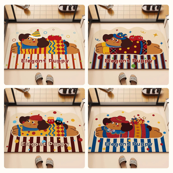 Kúpeľňový koberec s roztomilým dizajnom cartoon, Materiál: silikónové bahno s algami, Rýchloschnúci, Protišmykový, Nepravidelný tvar, Štýl: roztomilý