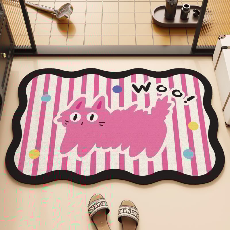 Kúpeľňový koberec s roztomilým dizajnom cartoon, Materiál: silikónové bahno s algami, Rýchloschnúci, Protišmykový, Nepravidelný tvar, Štýl: roztomilý