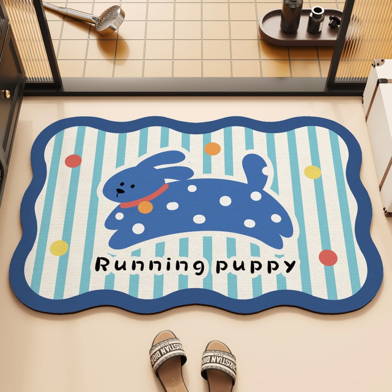 Kúpeľňový koberec s roztomilým dizajnom cartoon, Materiál: silikónové bahno s algami, Rýchloschnúci, Protišmykový, Nepravidelný tvar, Štýl: roztomilý